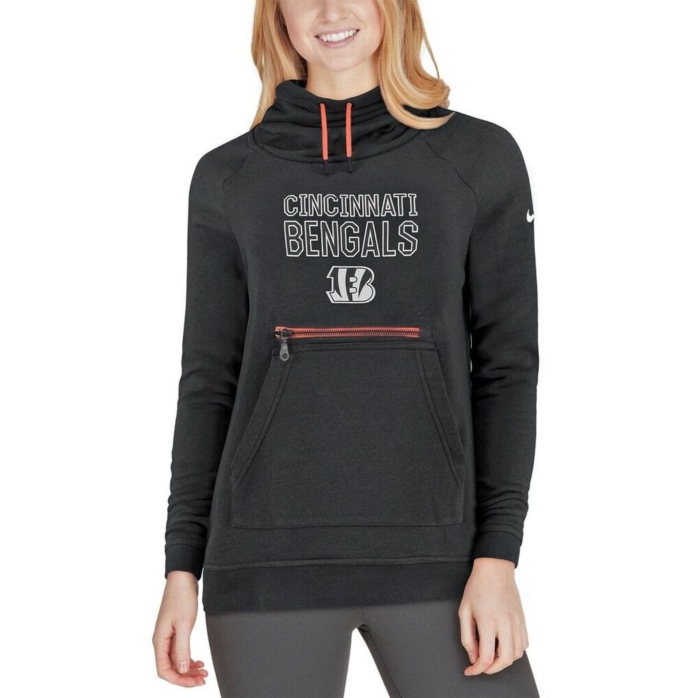 $79.99 Women's NFL Nike Black Cincinnati Bengals Tri-Blend Modern Funnel Hoodie